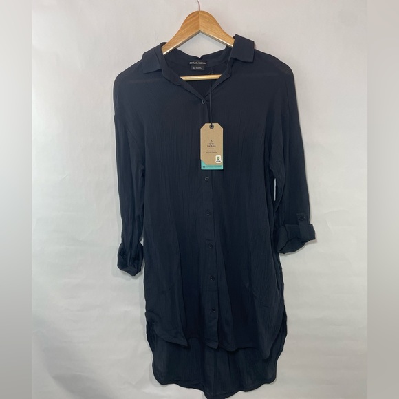 Prana scheena black shirt long sleeve light button down swimsuit cover up - Picture 6 of 12